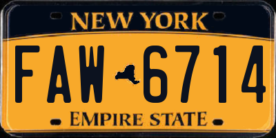NY license plate FAW6714