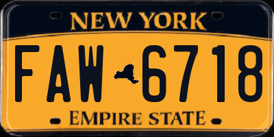 NY license plate FAW6718