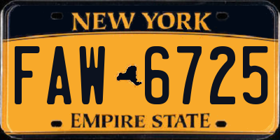 NY license plate FAW6725