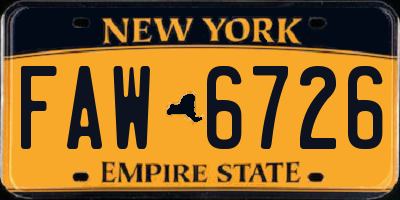 NY license plate FAW6726