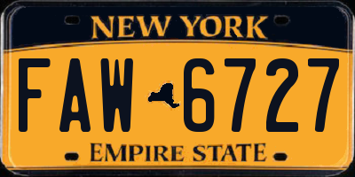 NY license plate FAW6727