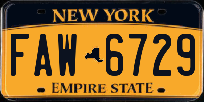 NY license plate FAW6729