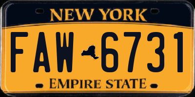 NY license plate FAW6731