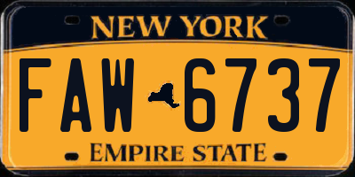 NY license plate FAW6737