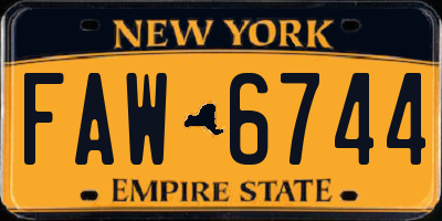 NY license plate FAW6744