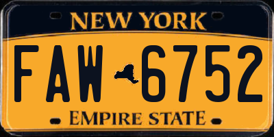 NY license plate FAW6752