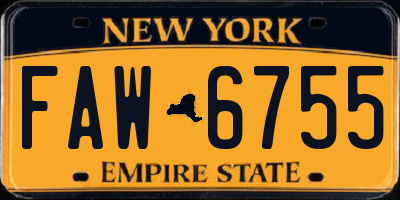 NY license plate FAW6755