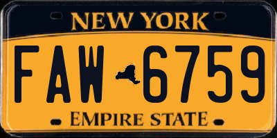 NY license plate FAW6759