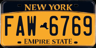 NY license plate FAW6769