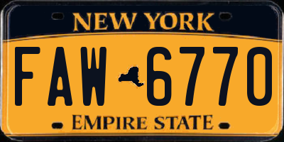 NY license plate FAW6770