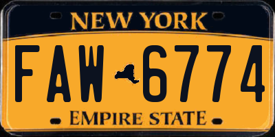 NY license plate FAW6774