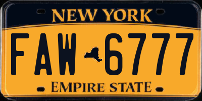 NY license plate FAW6777