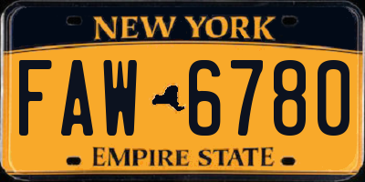 NY license plate FAW6780