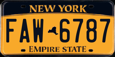NY license plate FAW6787