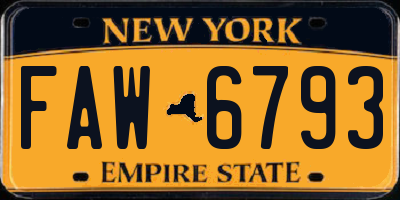 NY license plate FAW6793