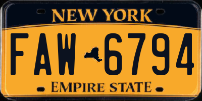 NY license plate FAW6794