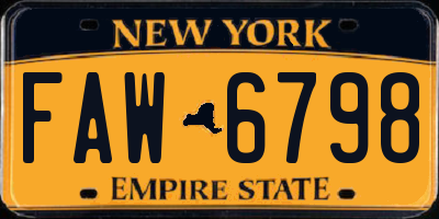 NY license plate FAW6798