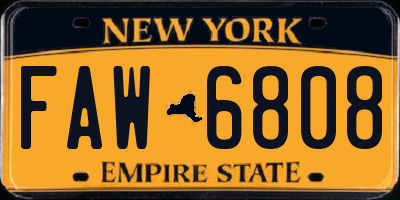 NY license plate FAW6808
