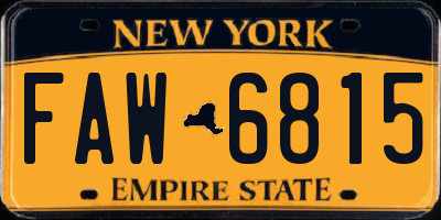 NY license plate FAW6815