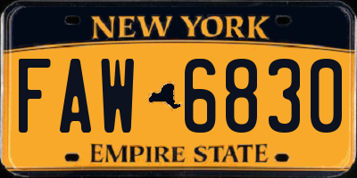 NY license plate FAW6830