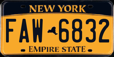 NY license plate FAW6832