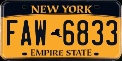 NY license plate FAW6833