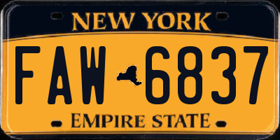 NY license plate FAW6837
