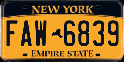 NY license plate FAW6839