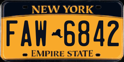 NY license plate FAW6842