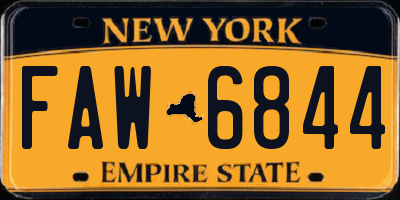NY license plate FAW6844