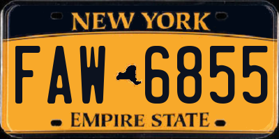 NY license plate FAW6855