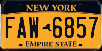 NY license plate FAW6857