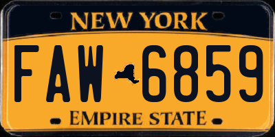 NY license plate FAW6859