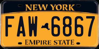 NY license plate FAW6867