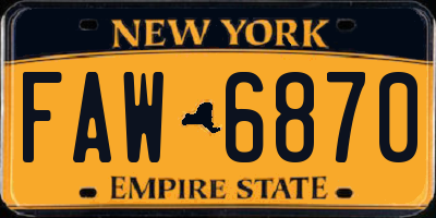 NY license plate FAW6870