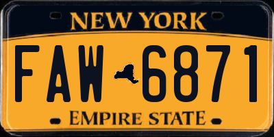 NY license plate FAW6871