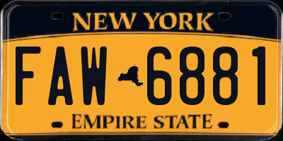 NY license plate FAW6881