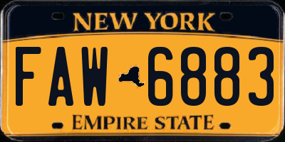 NY license plate FAW6883
