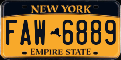 NY license plate FAW6889