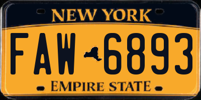 NY license plate FAW6893