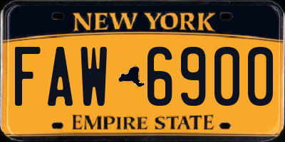 NY license plate FAW6900