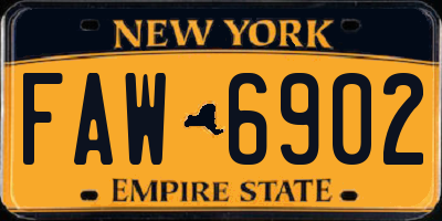 NY license plate FAW6902