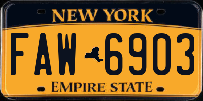 NY license plate FAW6903