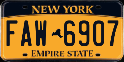 NY license plate FAW6907