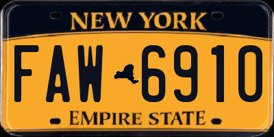 NY license plate FAW6910