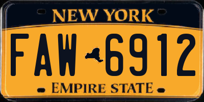 NY license plate FAW6912