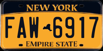 NY license plate FAW6917