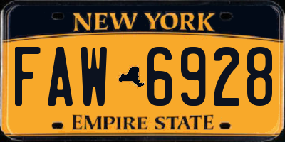 NY license plate FAW6928
