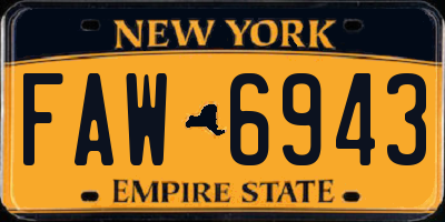 NY license plate FAW6943