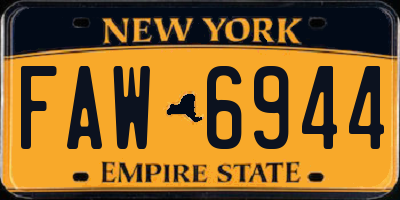 NY license plate FAW6944